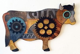 FAUX METAL COW